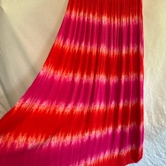 F-187 Cato Pink & Red Tie Dye Elastic & Drawstring Waist Maxi Skirt Size S - Picture 6 of 13